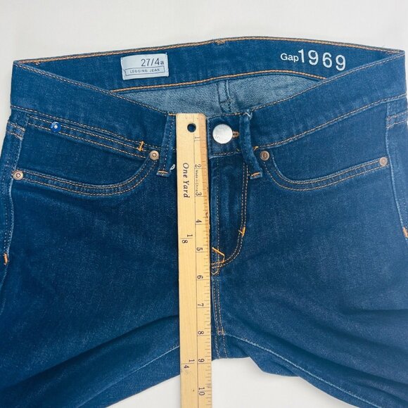 Gap 1969 Legging Jean Womens Jeans Size 4/27 A Blue Stretch Dark Wash Stirrups - Picture 9 of 10